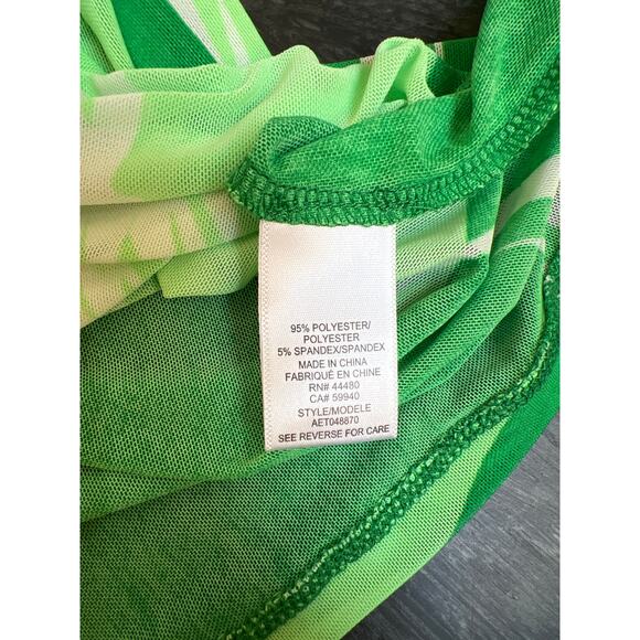 AFRM Sheer Tropical Print High Neck Long Women's Size XS Green - Picture 4 of 4